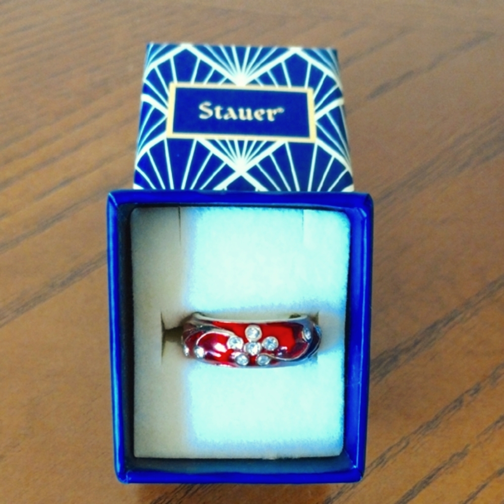 Stauer Red Splendide Noveau Women's Ring Size 7 With Gift Box